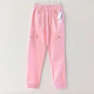 Girls 6 Pockets Pink Cargo Pants